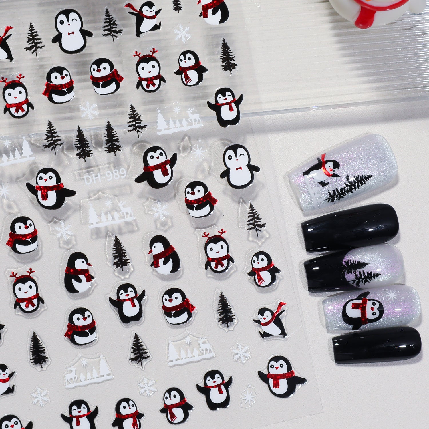 Cute Christmas Snowman Nail Art Sticker Flat Adhesive Christmas Snowman Little Penguin DIY Nail Sticker DH