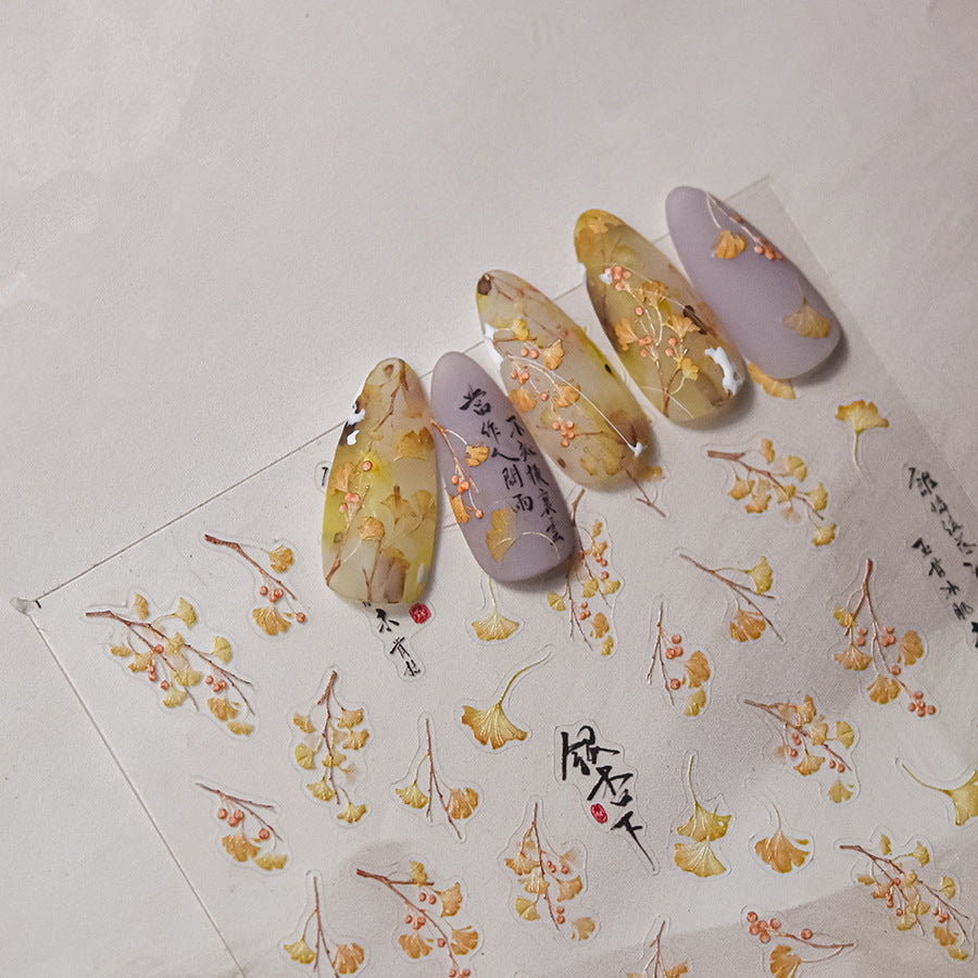 365nails: "Golden Ginkgo & Calligraphy" – nail art stickers