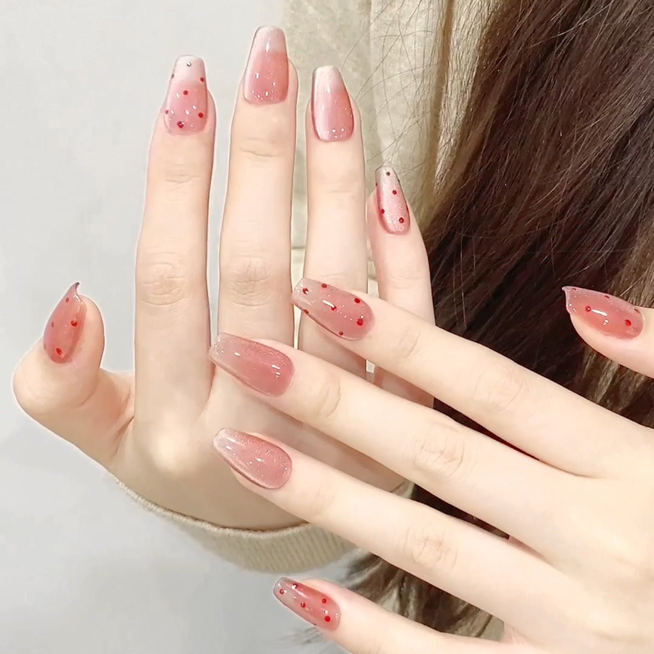 365nails: 장밋빛 도트 – 손그림 도트 수제 코핀형 네일