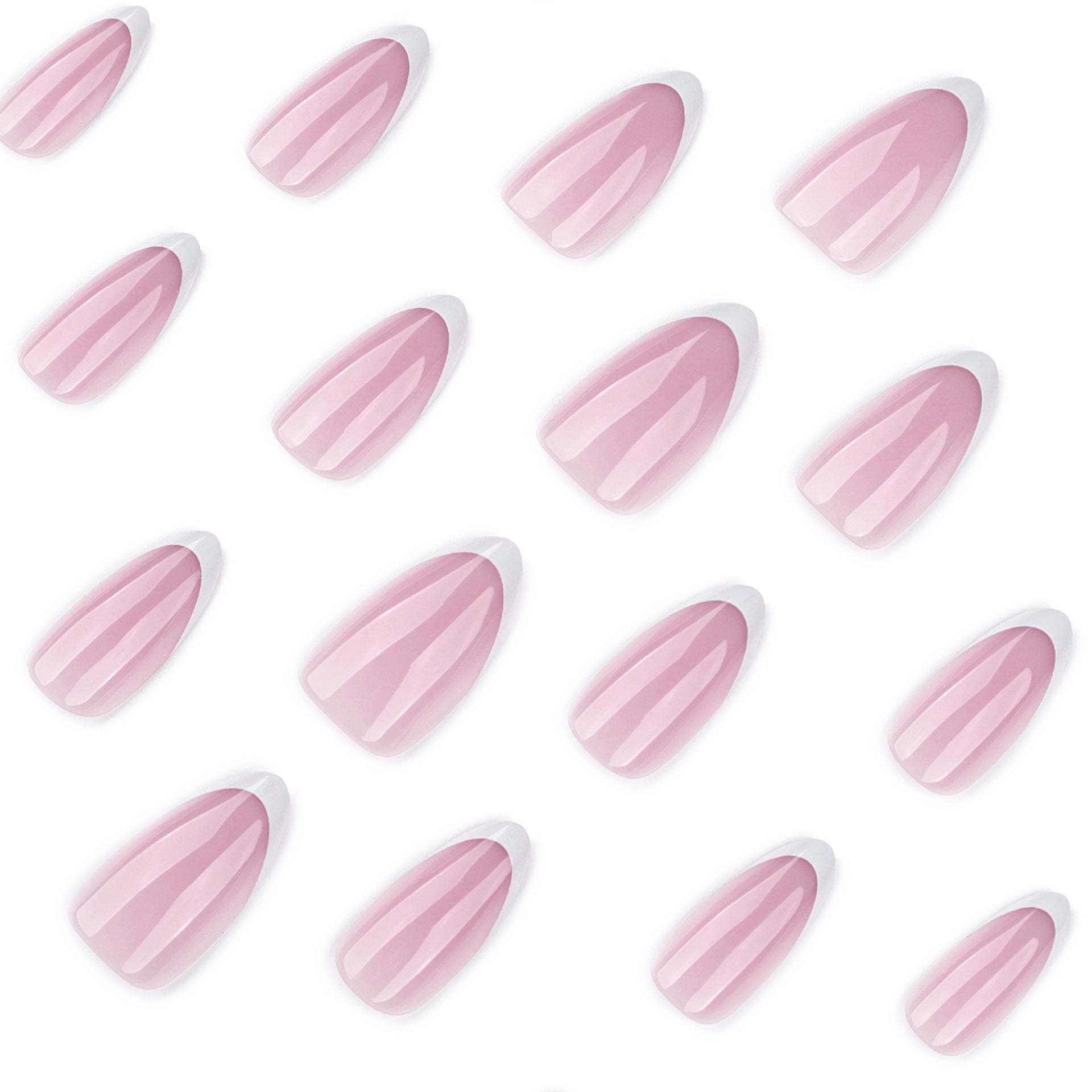 Minimalist Pink Ombre French Almond Press On Nails