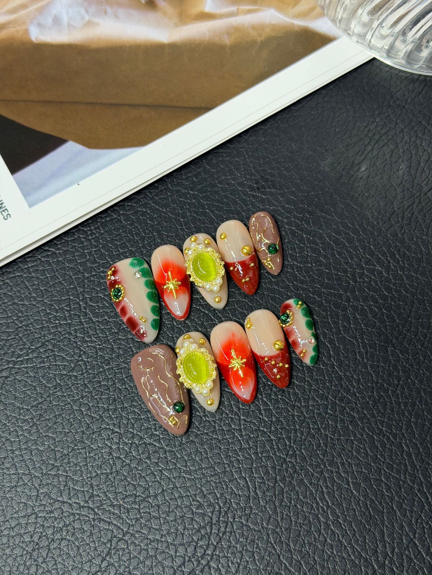 365nails: "Melancia de Joias" – Unhas Amêndoa 3D de Fruta & Cristais Artesanais
