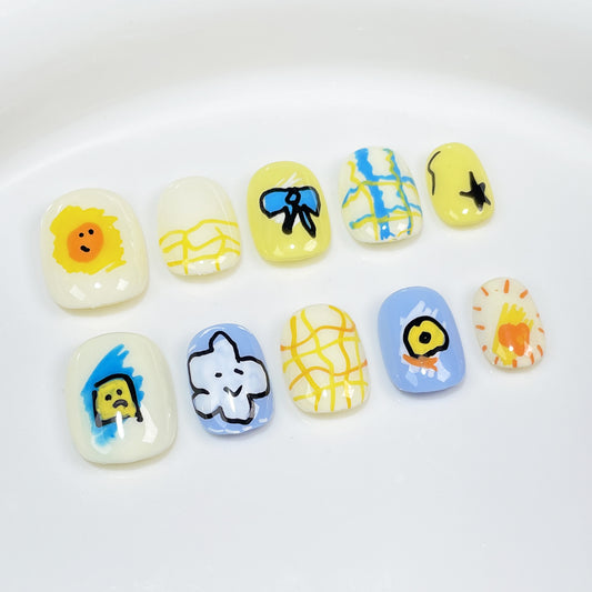 Cartoon Cute Handmade Press-on Nails Childlike Hand Painted Wearing Fake Nail Patch Wholesale｜365nails