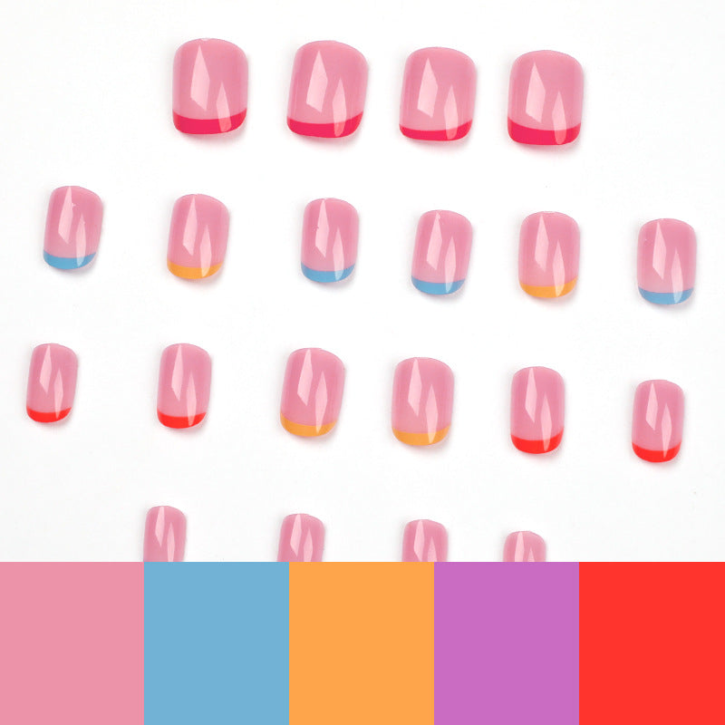 Unhas francesas multicoloridas com prensagem, arte em tabletes, unhas destacáveis com prensagem, atacado de tabletes de unhas acabadas, unhas com prensagem, tabletes de unhas｜365 unhas