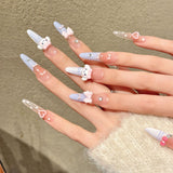 Cute Pastel Bow Cinnamoroll Press On Nails