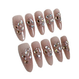 Handmade press-on nails pure desire ice blush nail flash long nail patch wearable fake nail wholesale｜365nails