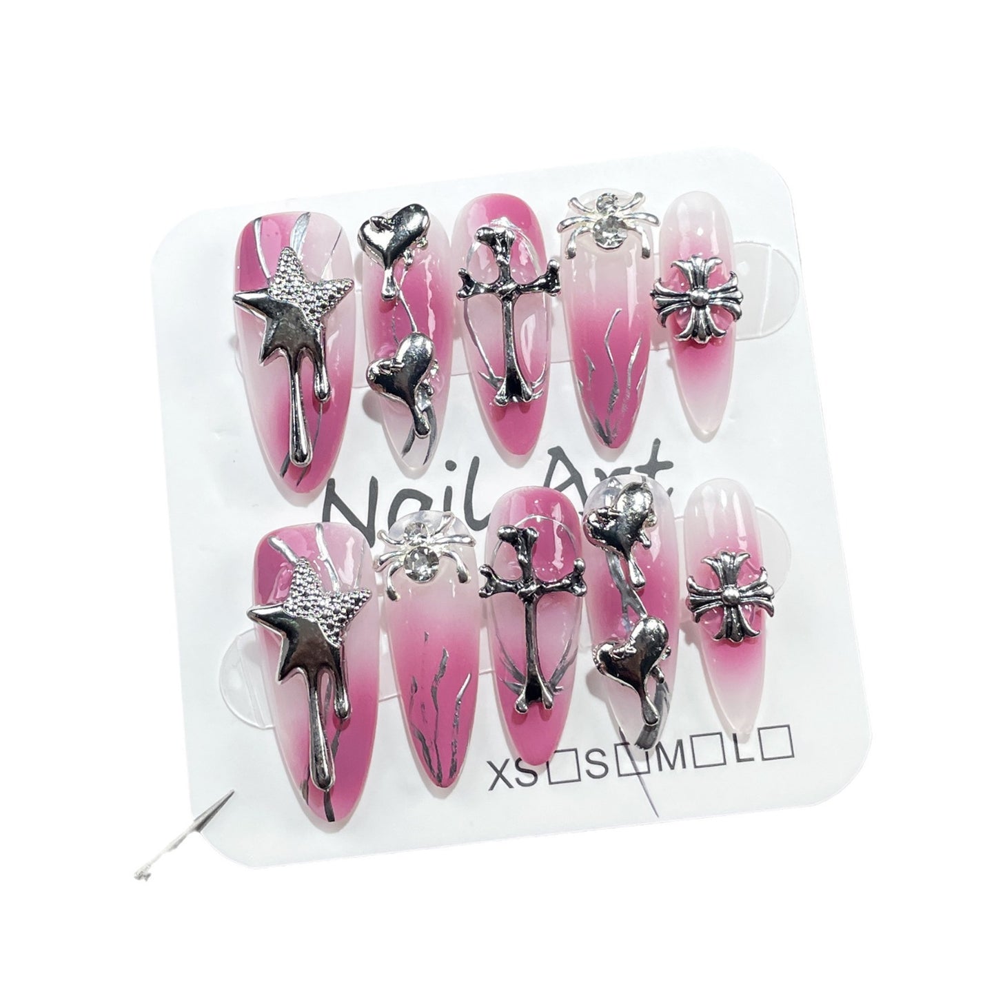 Pistola de spray para unhas postiças artesanal, blush irregular, mudança gradual, adesivo de coração Crowe para unhas médias e longas｜365nails