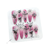 Uñas postizas hechas a mano con pistola rociadora, rubor irregular, cambio gradual, parche para uñas medianas y largas, pegatina de corazón de Crowe｜365nails