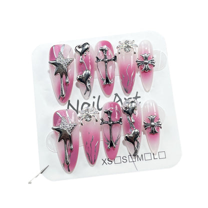 Pistola de spray para unhas postiças artesanal, blush irregular, mudança gradual, adesivo de coração Crowe para unhas médias e longas｜365nails