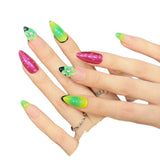Colorful Glossy Floral Rhinestone Press On Nails