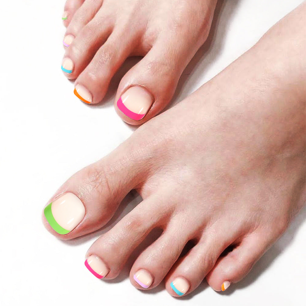 French Colorful Press On Toenail Set (MOQ=3)