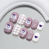 Taro colorido grafite urso fofo amor manicure unhas infantis ｜365nails
