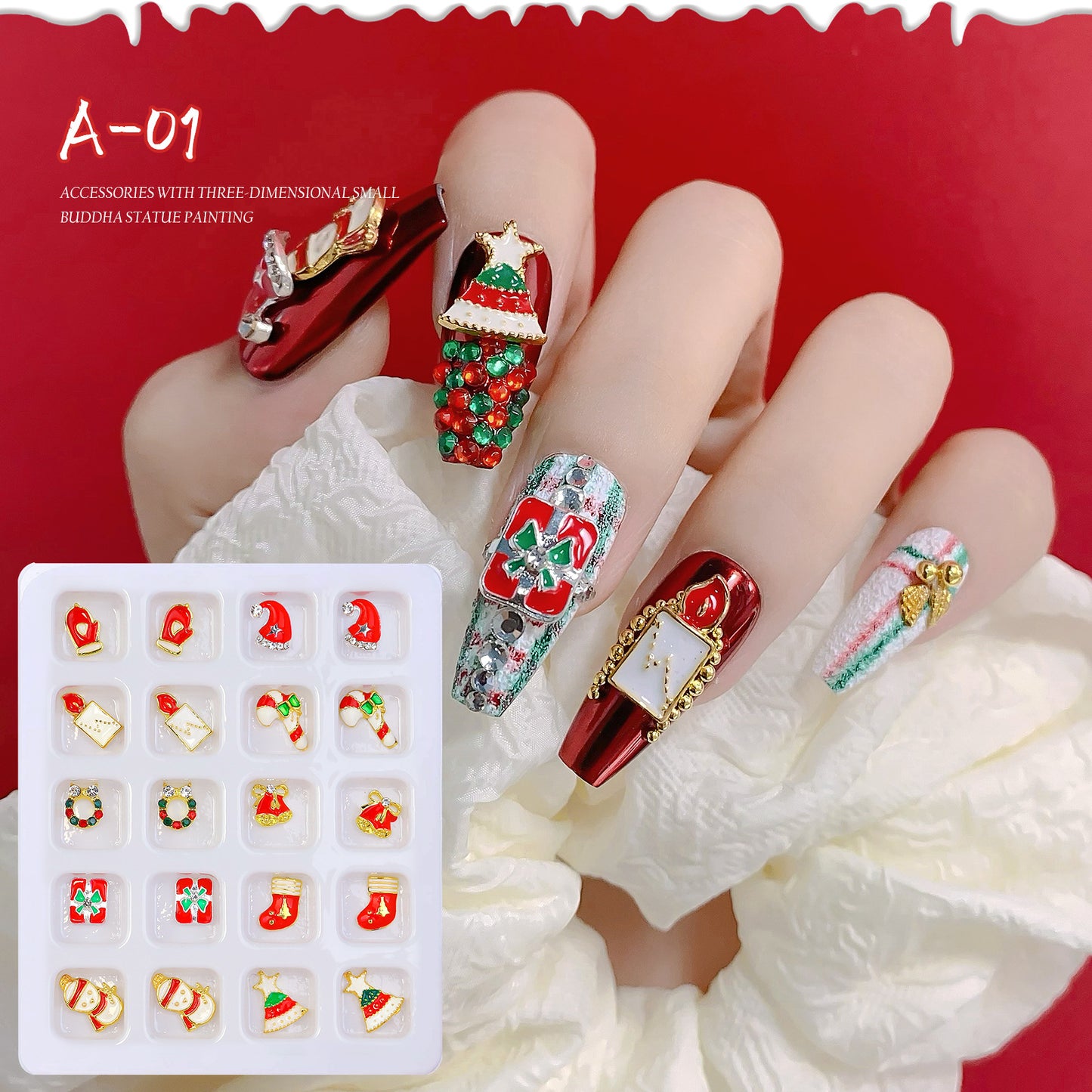 Christmas Alloy Nail Charms Set – 3D Festive Metal Decorations for Holiday Nail Art (MOQ=3)