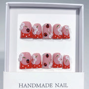 Whimsical Garden: "Ladybug Blossom" – Square Shape Handmade Press-On Nails