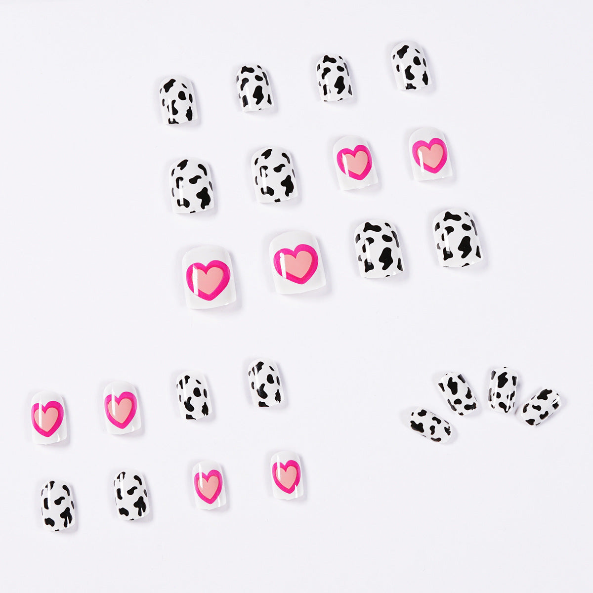 Diseño de uñas con diseño de vaca Millennium Soft Girl, acabado de uñas postizas, parche para uñas, parche impermeable y extraíble para uñas | 365nails
