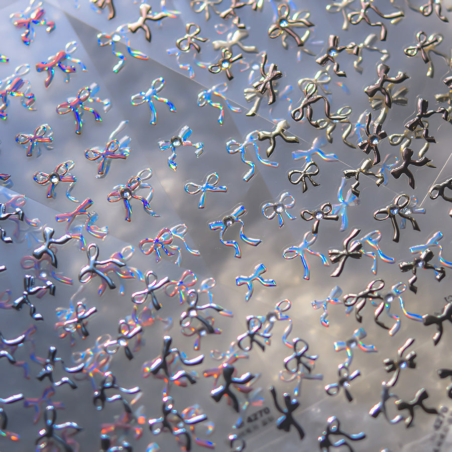 365nails: 全息粉色水晶蝴蝶結 — 美甲貼紙