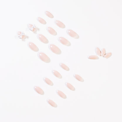 Nude simple French bow press on nails art finished fake nail nail art patch nail patch removable nail piece｜365nails