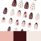 Glossy Nude Square Press On Nails with Silver Glitter Dots