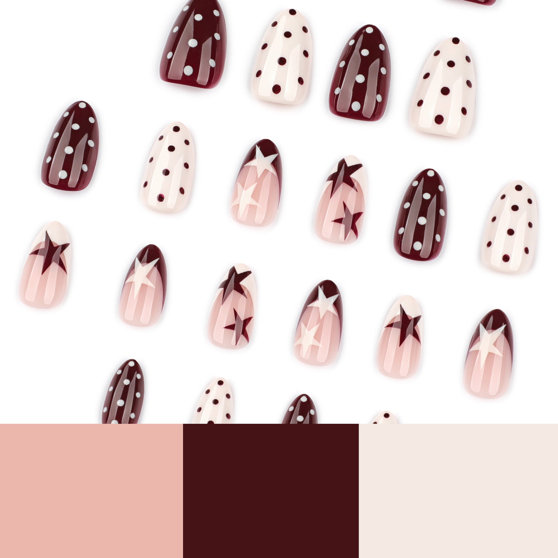 Unhas Postiças Quadradas Brilhantes Nude com Pontos de Glitter Prateado