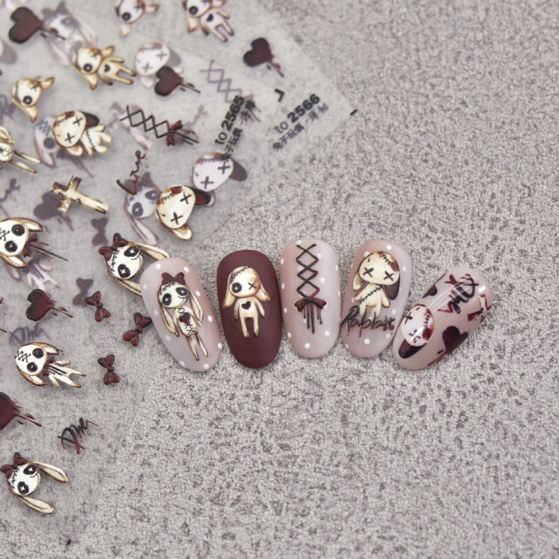 365nails: "Gothic Red Bow Bunny" – nail art stickers