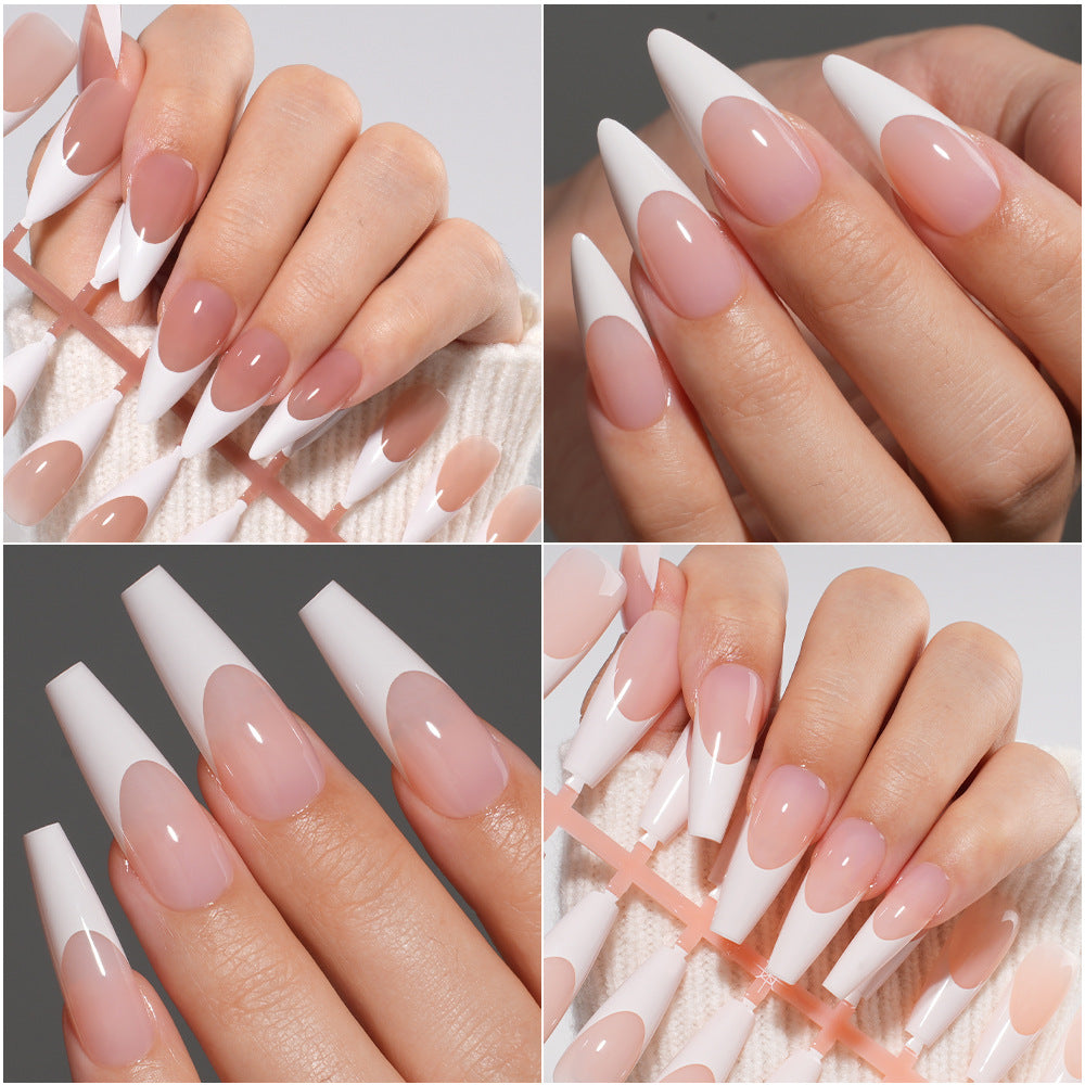 Nail tips French press on nails, simple long ladder manicure removable fake nails 120 pieces, prefabricated nail wholesale