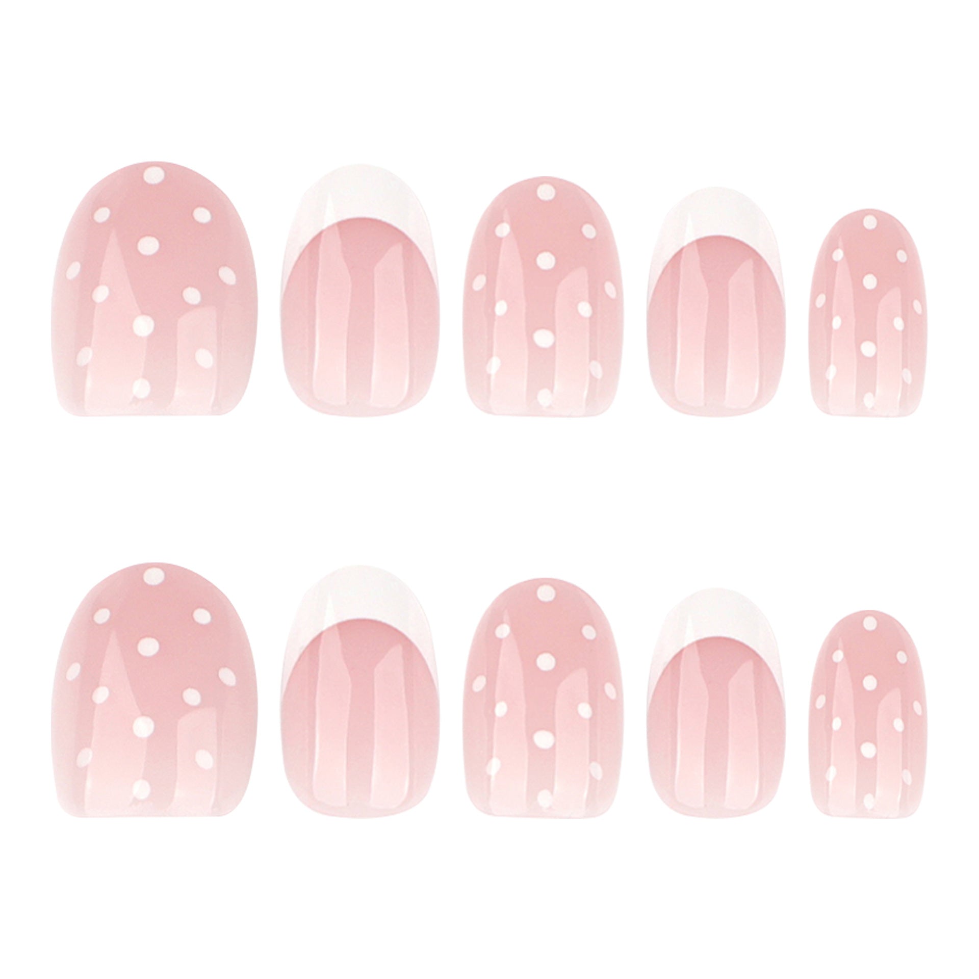 "Pink Polka Dot French" - Precision Crafted Press-On Nails