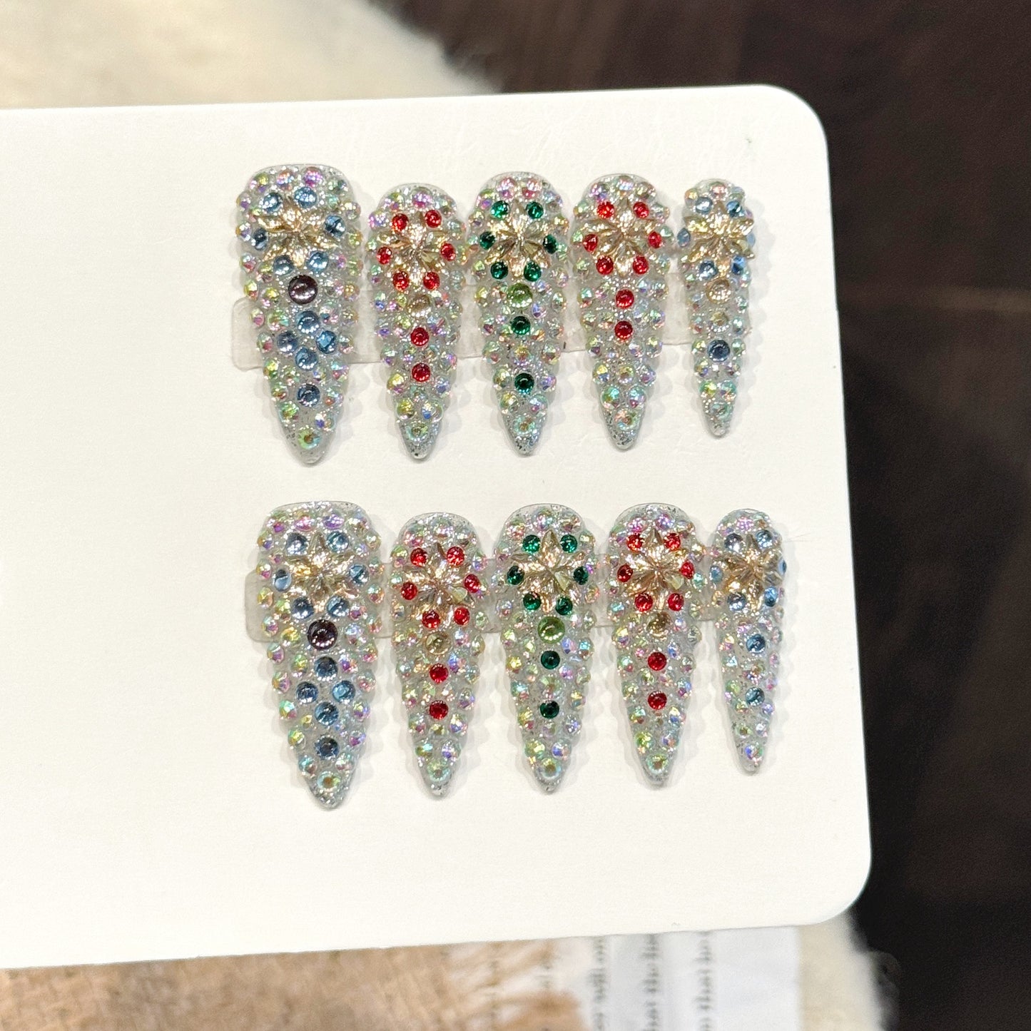 Multicolor Crystal Full Rhinestone Press On Nails