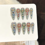 Multicolor Crystal Full Rhinestone Press On Nails