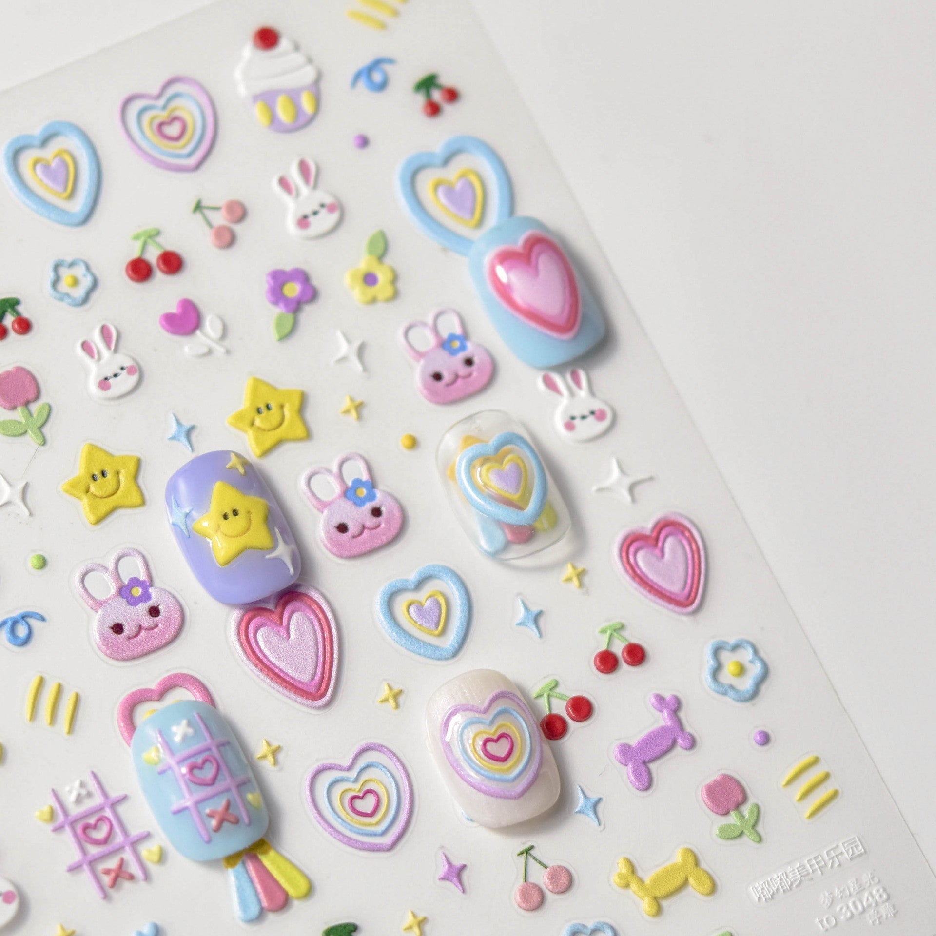 365nails: "Y2K Rainbow Flower Smile Face" – nail art stickers