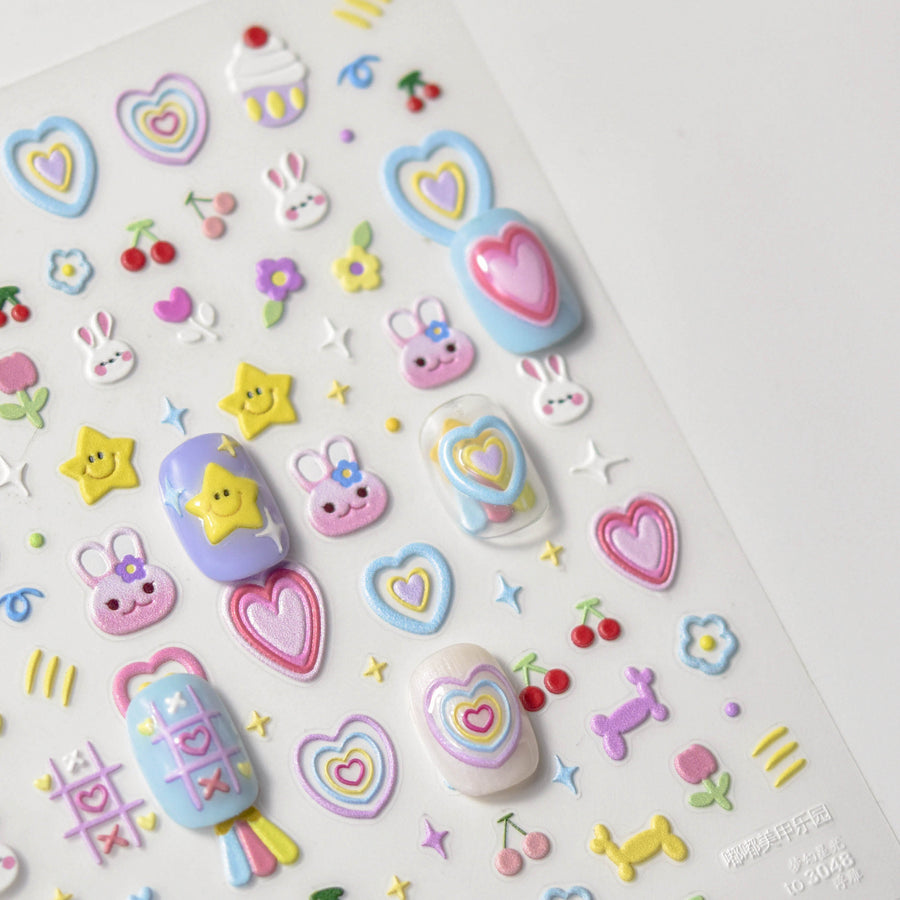 365nails: "Y2K Rainbow Flower Smile Face" – nail art stickers