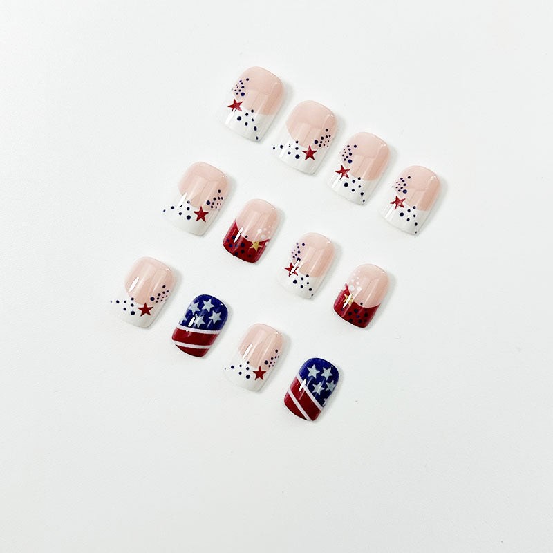 365nails: "Liberty Dots" – Graphic Stars & Polka Printed Short Oval Nails