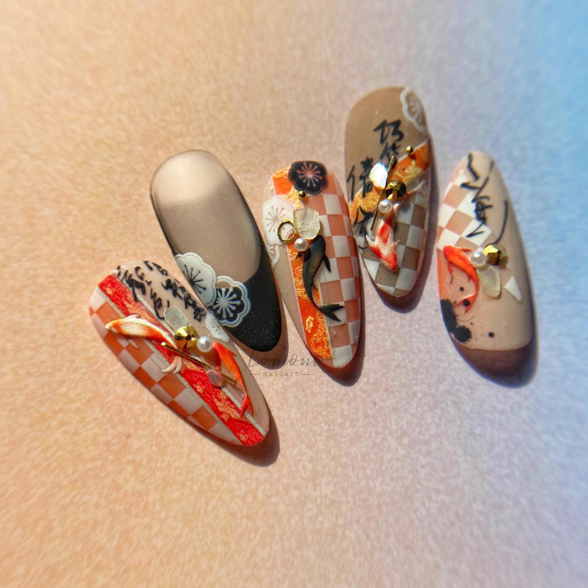 Lucky Koi Collection: "Wealth & Prosperity" – 3D Embossed Nail Sticker