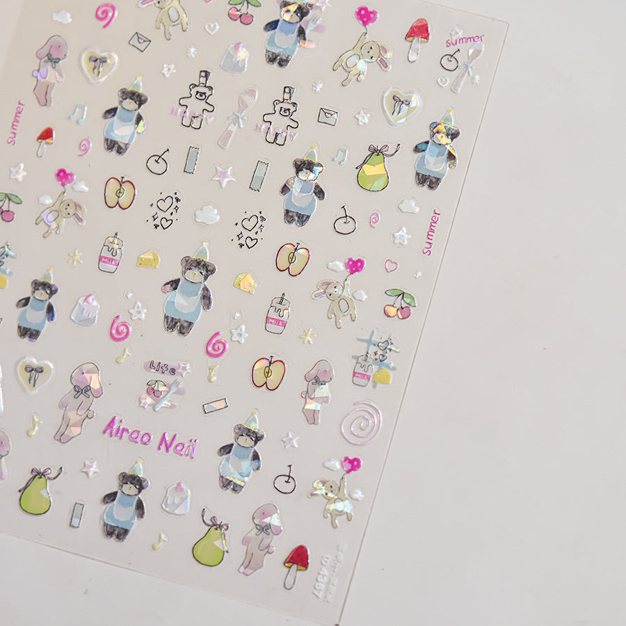 365nails: "Iridescent Bunny Party" – nail art stickers