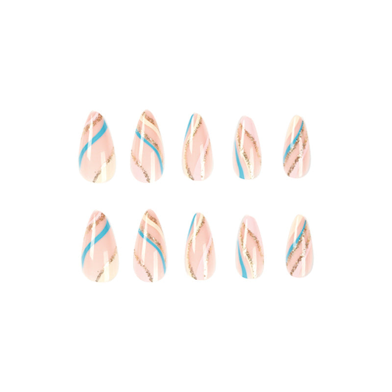 Nail patch wholesale simple multi-color wave nail piece nail Press on nails piece wholesale removable nail｜365nails