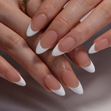 French white matte press-on nails short almond nail art piece  hot-selling simple s s｜365nails