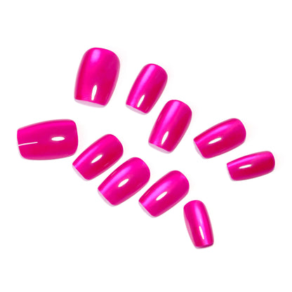Rose red solid color cat eye  pads wholesale short trapezoidal sub-size  10 pcs high-end nail art｜365nails