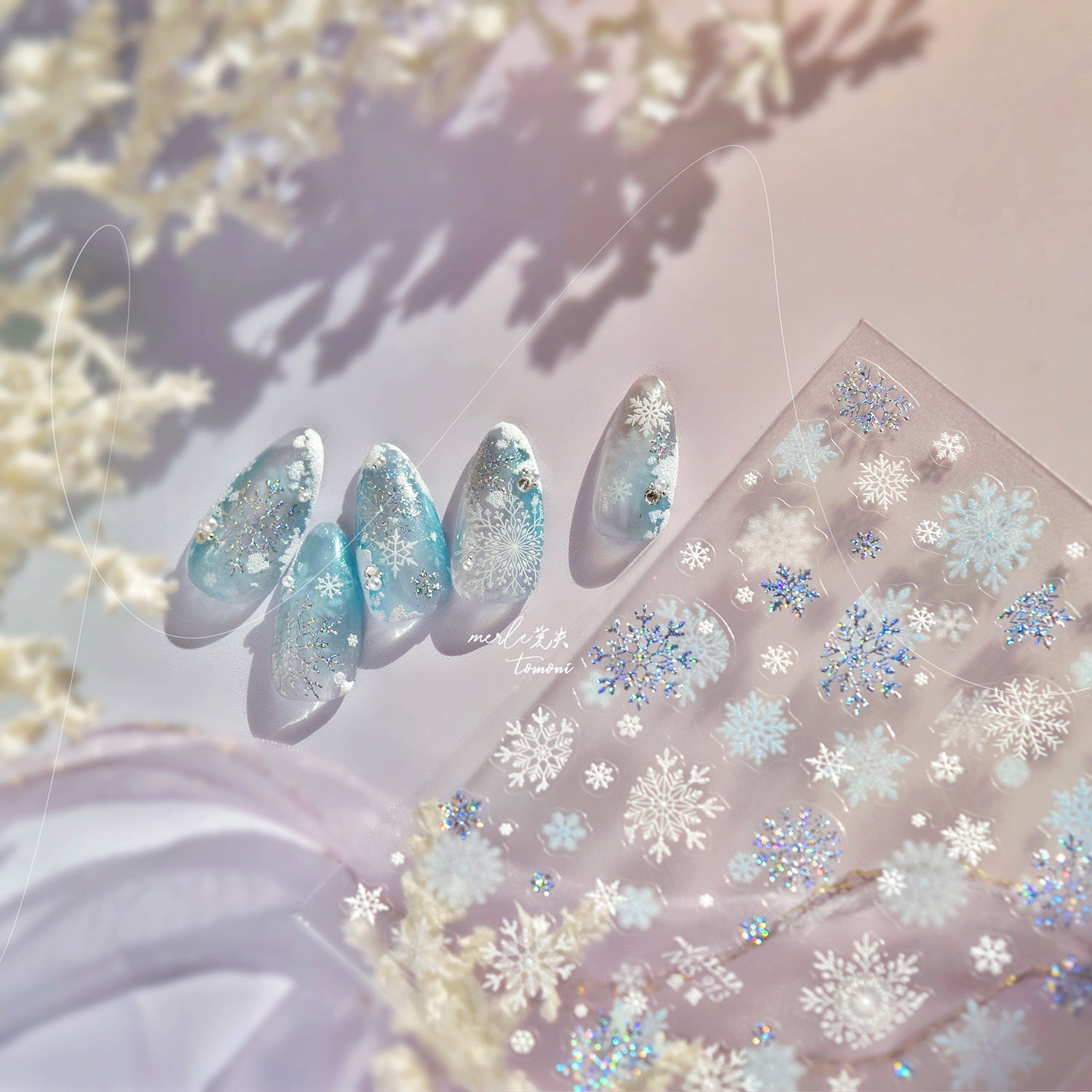 Winter Snowflake Collection: "Frosty Sparkle" – 3D Metallic Silver Nail Sticker