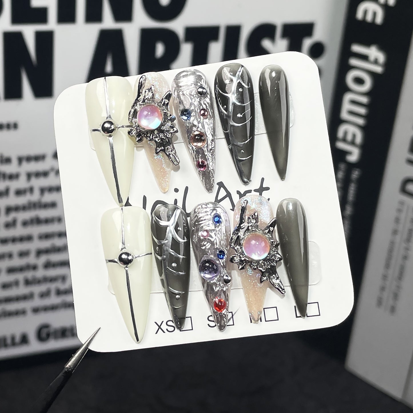 Spice Girls Long Tip Nail Patch Hand-painted Metal Shaping Handmade Press-on Nails press-on nails Patch Wholesale｜365nails