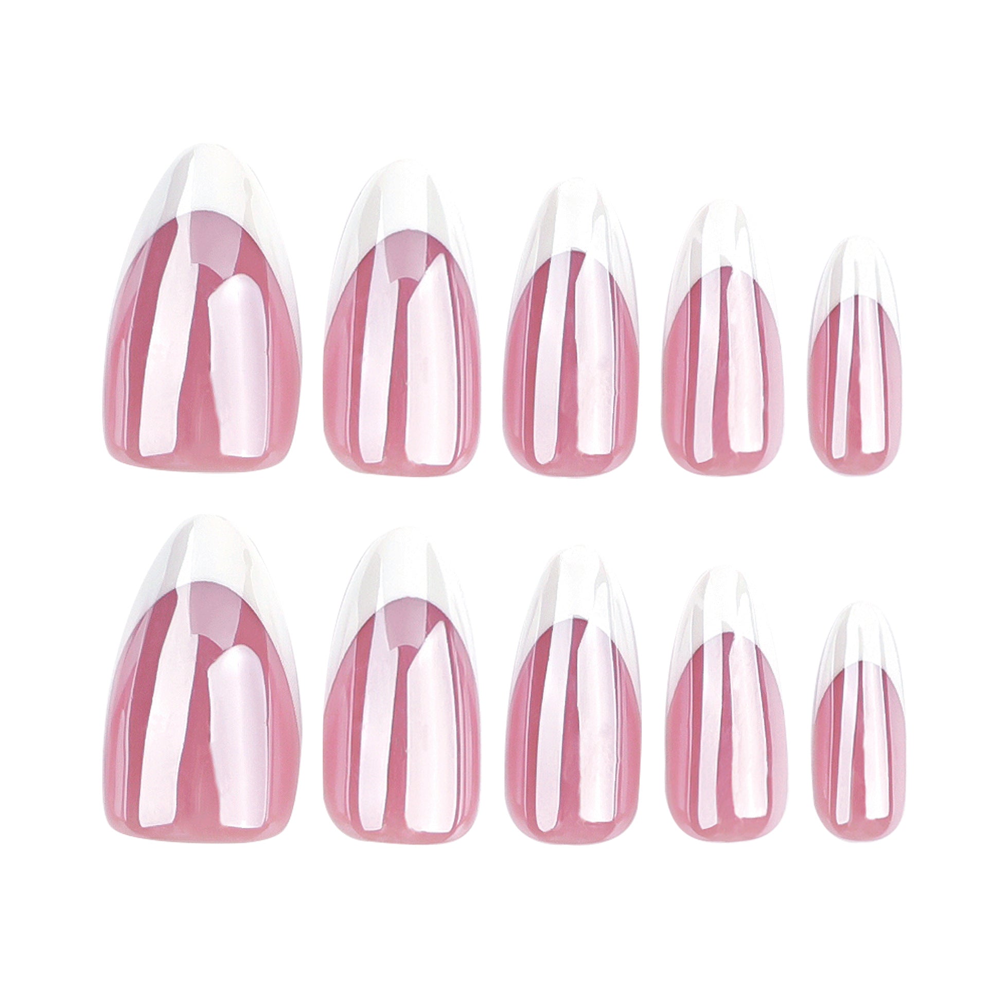 Armadura francesa simples de alta qualidade com 30 peças revestidas, manicure curta amêndoa, peça de unha repetível, produto acabado, atacado ｜ 365 unhas