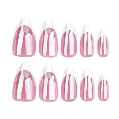 French simple high-end wearing armor 30 pieces coated manicure short almond repeatable nail piece finished product wholesale｜365nails
