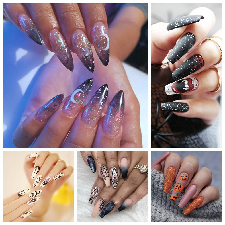 Coleção de Halloween Unhas de longa duração com acabamento em unhas postiças, remendo de unha, remendo de unha ｜ 365nails