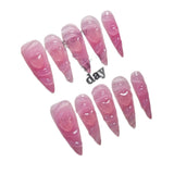 Sheer Pink Heart Jelly Stiletto Press On Nails