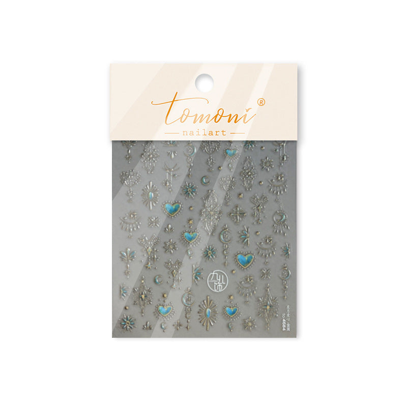 Vintage Gem & Gold Jewelry: "Regal Antique Charm" – 5D Embossed Nail Sticker