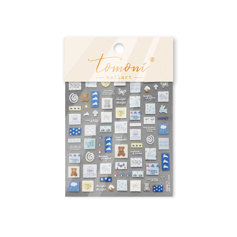 Blue Bear Note – Adesivos de unha Sweet Checkerboard