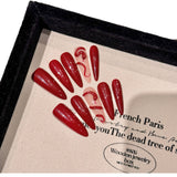 Uñas postizas de serpiente roja, otoño e invierno, largas, puntiagudas, blancas, para chica sexy, hechas a mano, estilo punk | 365nails