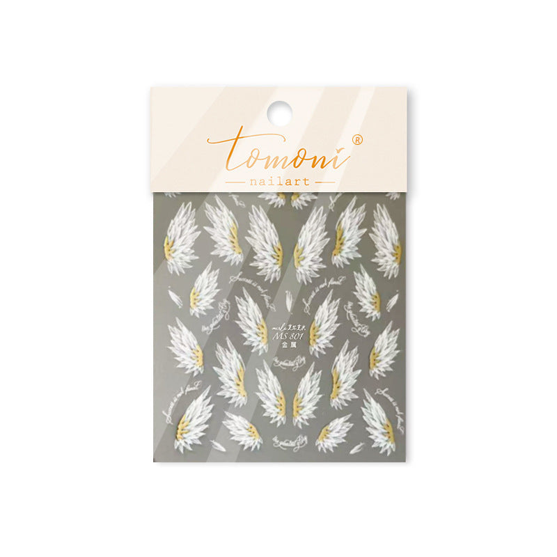 Angel Wing Collection: "Celestial Feathers" – 3D Metallic Nail Sticker