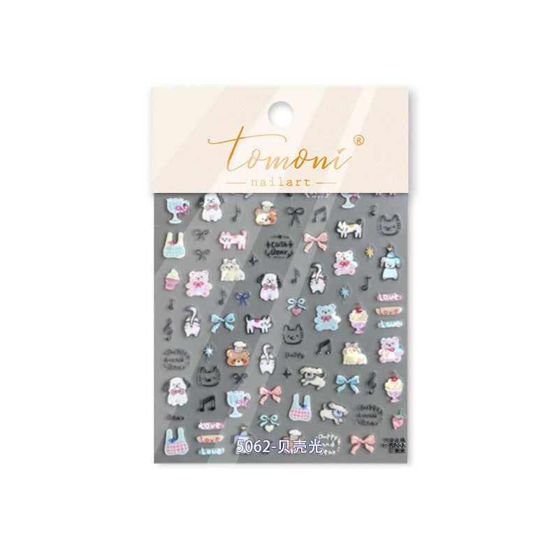 Cute Teddy & Puppy Nail Stickers – Kawaii Collection