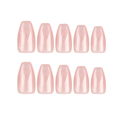 hot-selling solid color cat eye wearing nail removable short nude fake nail nail patch finished nail piece｜365nails