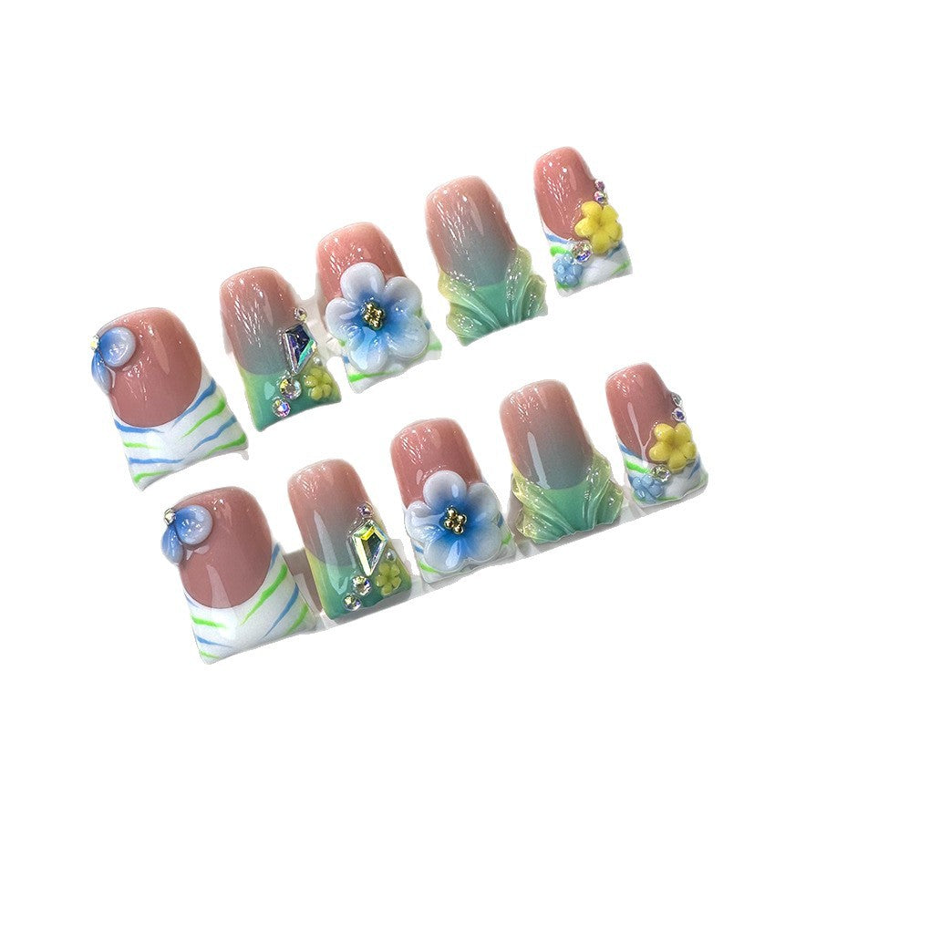 Pastel Floral Gradient Sculpted Press On Nails