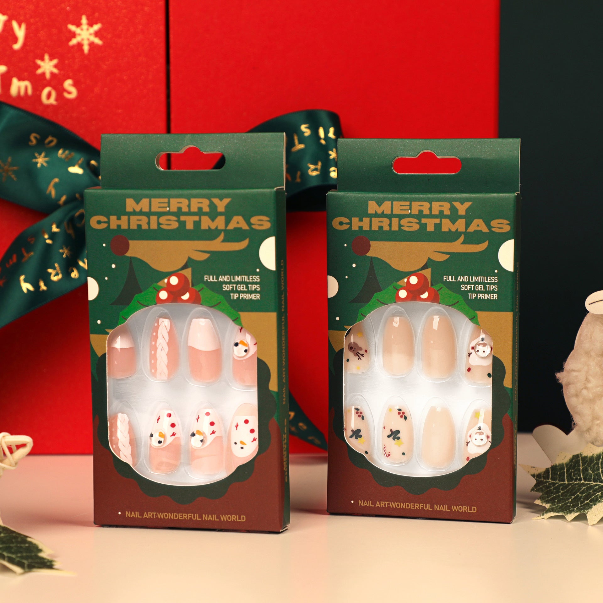 Fábrica de atacado manicure de Natal curta balé unhas postiças imprensa em unhas removíveis remendo de unha produto acabado atacado ｜ 365nails