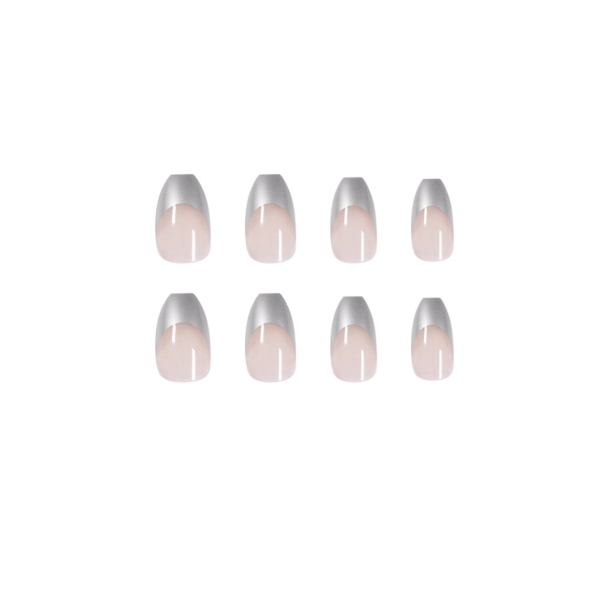 Simple mirror silver French short ballet wear nail art finished fake nail nail art patch nail patch removable｜365nails